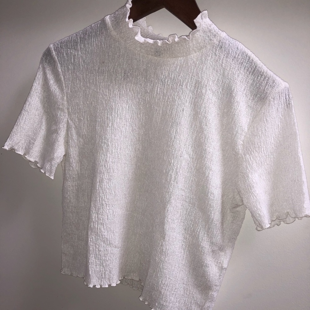 TOPSHOP White High-Collared Top